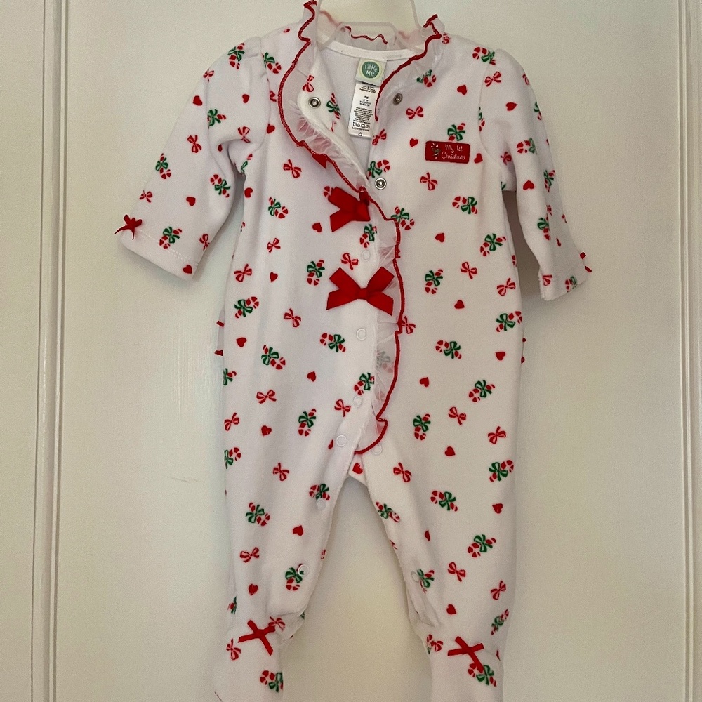 My first Christmas Cotton Velour onesie NWOT